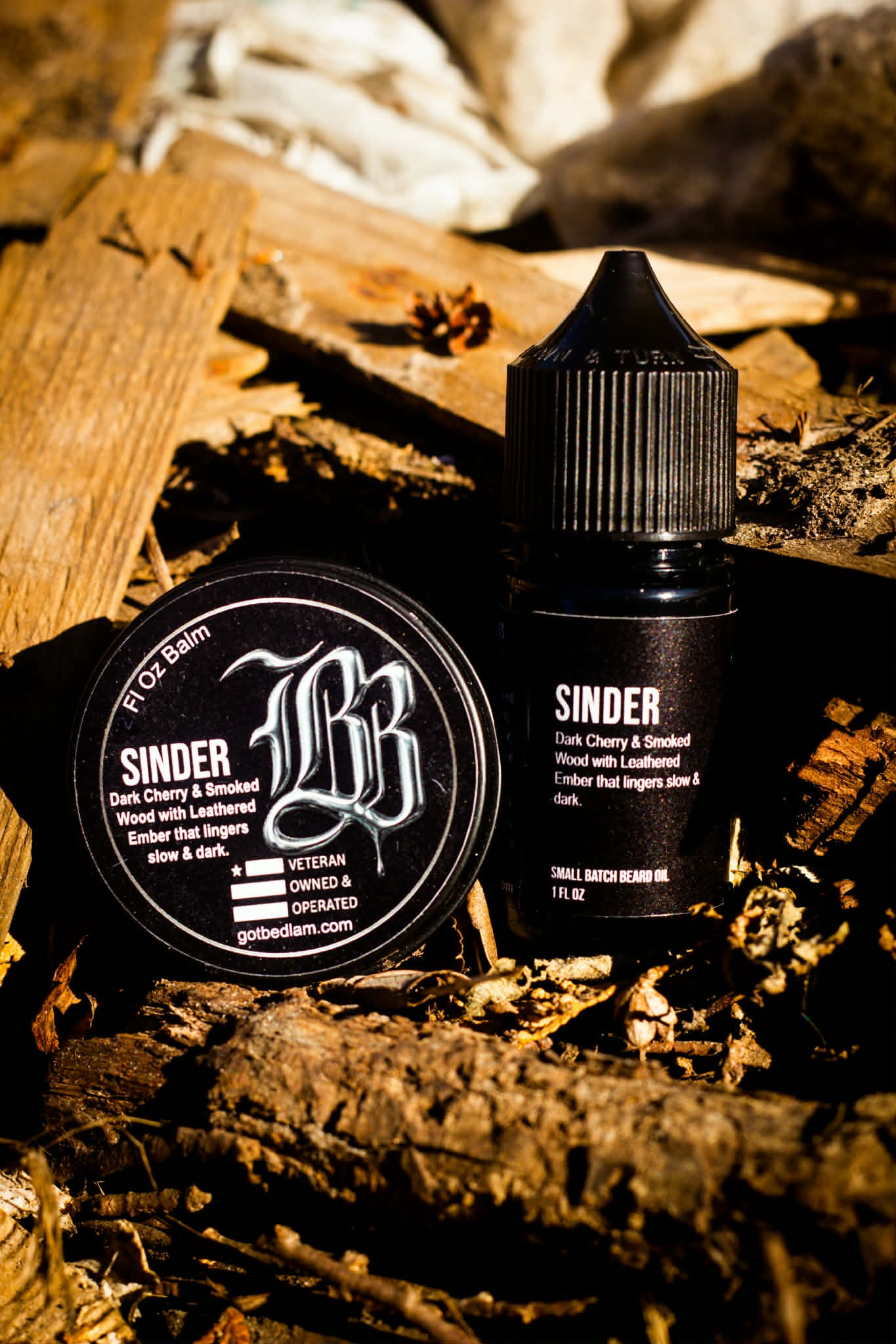 SINDER Oil & Balm Kit — Matching Beard Care Set by Bedlam Beard Co.