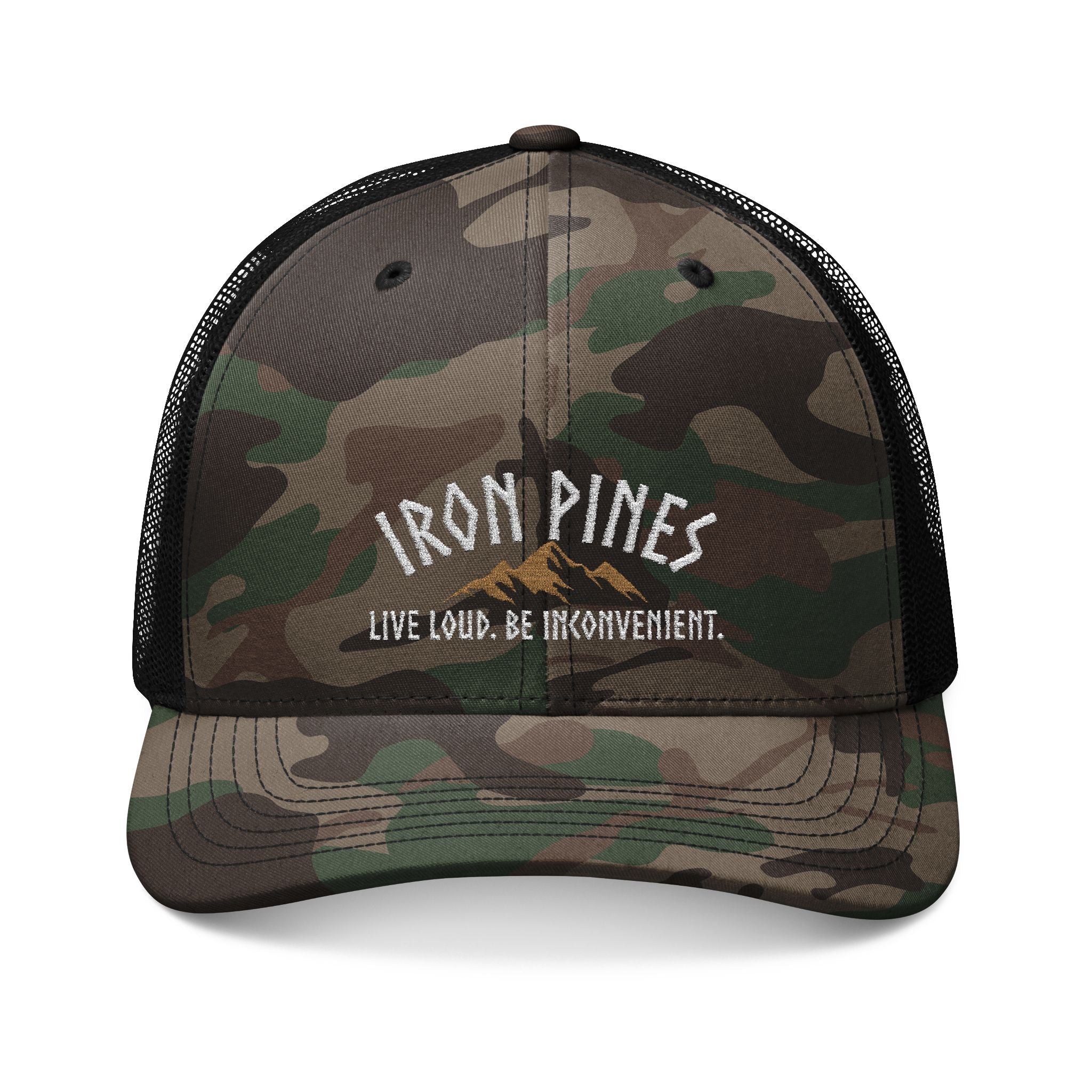 Be Inconvenient Camo Trucker Hat | Rebel Outdoors Snapback by Iron Pines